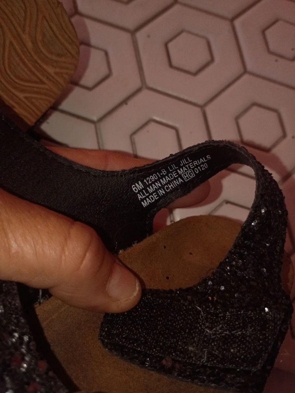 Kids Glitter Buckle Sandals - Black